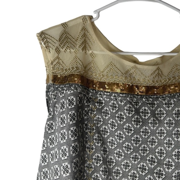 Anthropologie Floreat Gold Stream Sequin Trim Mesh Swing Blouse Size Small - Picture 6 of 16